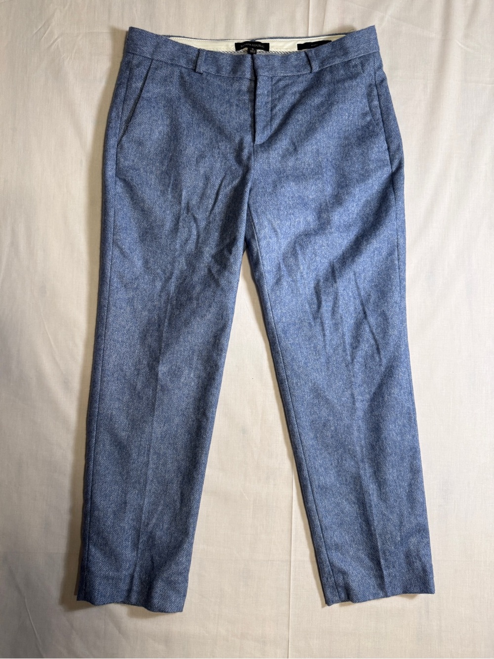 Banana Republic Avery Pants Size 8 Blue Wool Italian Nova Fides Fabric Ankle